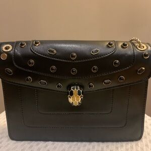 BVLGARI Serpenti Black Leather Bag